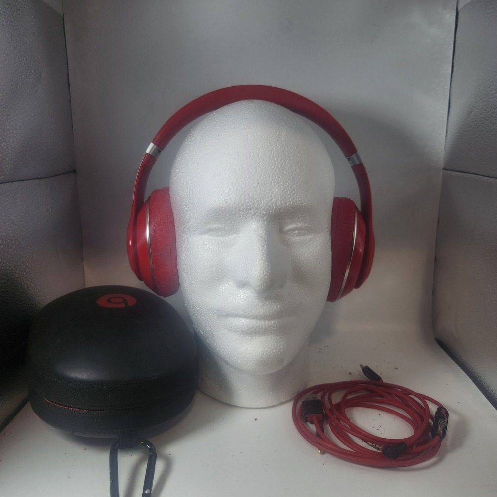 Beats by Dr. Dre Studio 2 Wireless Headphones Red B0501 Case Cables UNTESTED